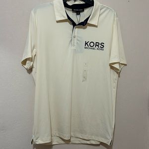 Michael Kors Men's Stretch Sport Logo Polo Shirt Yellow Size Large